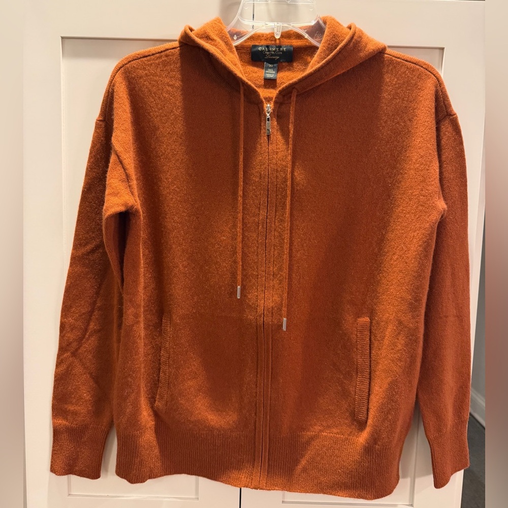 Charter Club Women’s Cashmere Zip-Up Sweater in Burnt Orange NWOT